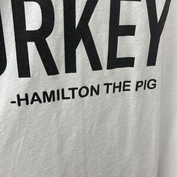 White Hamilton the Pig Carolina Hurricanes Hockey Pun T-shirt Unisex Large - Picture 4 of 7